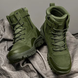 Men's Waterproof Leather Hiking Work Boots Non-Slip Lightweight Military Combat Tactical Breathable Non-Slip Desert MartLion green 39 