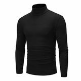 Autumn Winter Men's Thermal Long Sleeve Roll Turtleneck T-Shirt Solid Color Tops Slim Basic Stretch Tee Top MartLion black M CHINA