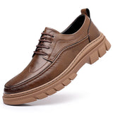 British Style Casual Shoes Men's Leather Lace-up Work Zapatos Hombre MartLion khaki 6617 38 CHINA