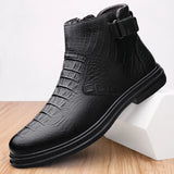 Trends Men's Chelsea Boots Genuine Leather Ankle Slip-on Shoes Cowhide Fur Warm Winter MartLion   