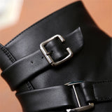 Leather Chelsea Boots Men White Dress Boots Men Casual High top Buckle Strap Formal Shoes Men Motorcycle Boots MartLion
