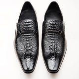 Men's Casual Leather Shoes Crocodile Pattern Luxury Dress Slip-on Wedding Leather Brogues MartLion black 38 