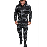 Men's Camouflage Print Hooded and Sweatpants Set Autumn Winter Sports Tracksuit Male Pullover Hoodies and Joggers Outfit MartLion   