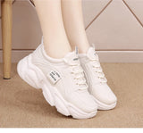 Gold white thick black bottom shoes female age season thick bottom  PU leather platform sneakers MartLion   