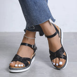 Summer Wedge Sandals for Women Buckle Strap Platform Rome Open Toe Thick Bottom No-Slip MartLion   