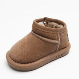 Children Winter Suede Upper Boots Baby Warm Soft Toddler Snow Boys And Girls Cotton Shoes With Thick Fur MartLion Dark Khaki 30 