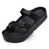 Heel Flip-flops Platform Women's Sandals EVA Insole Clogs Adjustable Buckle Beach Slides MartLion Black A 41(25cm) CHINA