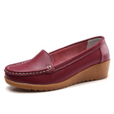 Summer Soft Single Lazy Shoes Women's Round Toe Flats Ladies Casual Loafers Mart Lion wine red 35 