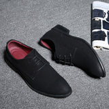 Men's Casual Shoes Lace-up Suede Leather Light Driving Flats Classic Retro Oxfords Mart Lion   