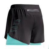 Sport Shorts Men's Sportswear Double-deck Training Short Pant Summer 2 In 1 Beach Homme Clothing Jogging Gym Running Shorts Mart Lion Tiffany Blue S 