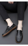 Men's Genuine Leather Breathable Large Casual Foot Cover Driving Shoes One Foot Peas Soft Sole Leather Handmade Mart Lion   