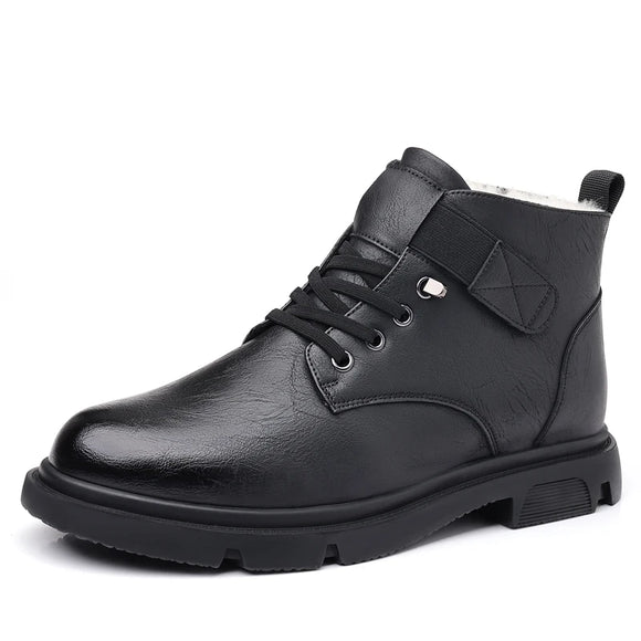  Casual Warm Leather Shoes Waterproof Ankle Boots Trendy Men's Shoes Anti-slip Cotton MartLion - Mart Lion