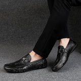 Luxury Genuine Leather men's shoes Crocodile pattern Moccasin Leisure Drive shoes British Style Loafers Zapatos Hombre MartLion   