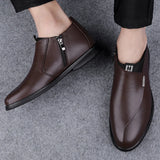 Winter Warm Plush Men's Flat Shoes Snow Ankle Boots Loafers Warm Down Slip on Flat Casual MartLion   
