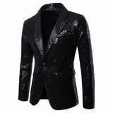 Gold Shiny Men's Jackets Sequins Stylish Dj Club Graduation Solid Suit Stage Party Wedding Outwear Clothes blazers MartLion Black-4 S CHINA