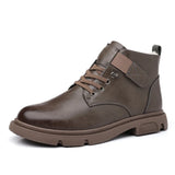 Casual Warm Leather Shoes Waterproof Ankle Boots Trendy Men's Shoes Anti-slip Cotton MartLion Khaki 38 