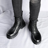 Men's English Style Thick Sole Design Men Boots  Layer Leather Casual Boots