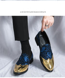 Spring Men's Shoes Gold Blue Adult Dress Footwear Slip-on Casual Zapatos Party Formal Mart Lion   