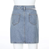 Waist Split Wrap Skirt Women Summer Slim Fit Denim Half-body Dress Female MartLion   