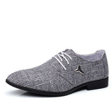 Breathable Pointed Toe Linen Canvas Shoes Men's Cloth Dress Formal Breathable Casual Mart Lion Gray 38 