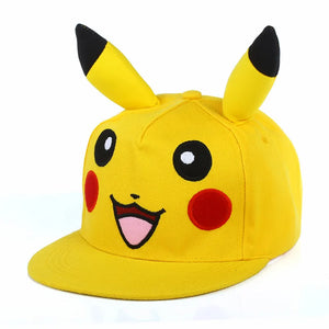 Baseball Cap Peaked Cap Anime Figure Pikachu with Ears Cotton Universal Adjustable Cosplay Hat Birthday Gifts MartLion 2 Kids Size 