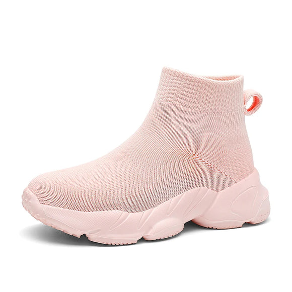 Kids Shoes Girls Sneakers Knit Luxury Designer High Top Casual Running Sports Tennis MartLion pink 37 