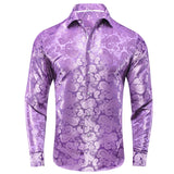 Silk Men's Shirts Long Sleeves Woven Paisley Wedding Party Over shirt Wedding MartLion CY-1621 S 
