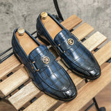 Men's Casual Shoes Autumn Leather Loafers Office Driving Moccasins Slip on Party MartLion Blue-2 6 