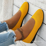 Women Round Toe Flat Shoes Solid Color Knitted Slip on Shoes Casual Breathable Ballet Flats Women Flat Shoes Loafers Women MartLion