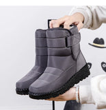 Waterproof Boots Women Casual Winter Warm Plush Soft Platform Snow Slip on Cotton Padded Shoes MartLion   