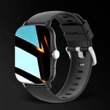 Straps Smart Watch Women Men's Smartwatch Square Dial Call BT Music Smartclock For Android IOS Fitness Tracker Trosmart Brand MartLion silicone black  