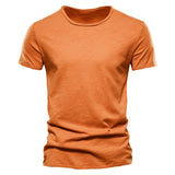 100% Cotton Men's T-shirt Cut Design Slim Fit Soild Tops Tees Brasil Short Sleeve Mart Lion F038-O-Yellow CN Size XL 72-80kg 