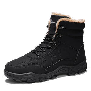 Men's Boots Casual Snow Plush Lace-Up Winter Shoes Platform Ankle Waterproof Footwear Work MartLion black 39 