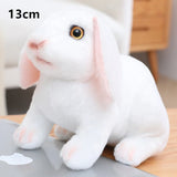 Lovely Fluffy Lop-eared Rabbits Plush Toy Baby Kids Appease Dolls Simulation Long Ear Rabbit Pillow Kawaii Christmas Gift MartLion squat white  