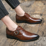  Classic Brown Men's Derby Shoes Leather Dress Men's Pointed Toe Formal Zapatos Vestir Hombre MartLion - Mart Lion