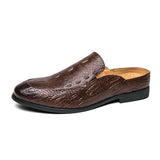 Black Sandals Men's Brown Dress Shoes Slip-On Pu Leather Hombre Verano Mart Lion brown 38 