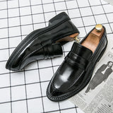 Men's Loafers White Dress Office Wedding Shoes Black penny loafers Casual Mart Lion Black 38 