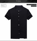 Men's Short-sleeved Seasonal Shirt with Stand Collar Linen Casual Daily Large Pocket Stand Collar Half Sleeve Shirt MartLion   