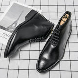 Microfiber Leather Chelsea Boots Men's Dress Autumn Ankle Formal Footwear Mart Lion   