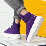 Design Purple Men's Street Shoes Slip-on Hook and Loop Platform Lightweight Non-slip High Top Sneakers MartLion   