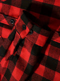 Men's Shirts Classic Plaid Casual Button Down Hooded Long Sleeved Double Pockets Shirt Hoodie Flannel Jacket MartLion   