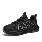 Trendy Sneakers Outdoor Casual Running Shoes Comfort Footwear Breathable Lightweight Mesh Men's MartLion black 39 
