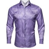 Barry.Wang 4XL Luxury Purple Paisley Silk Shirts Men Long Sleeve Casual Flower Shirts For Men Designer Fit Dress Shirt BY-0057 Mart Lion CY-0092 S 