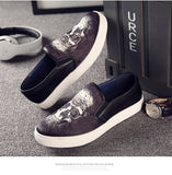 Men's Casual Shoes Spring High End Street Style Trend Skulls Print Flat Skateboard Party Slip-on Loafers Mart Lion   