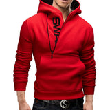 Men's Hoodies Long Sleeve Sweatshirts for Men Zipper Hooded Pullover Neck Mens Sweatshirt Top Jacket Coat Black Sweater MartLion RedBlack M 