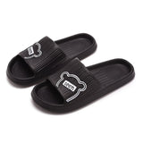 Outdoors Summer Women Men's Flat Thick Platform Slippers Non-Slip Cartoon Home Bath Sandals Beach Slides Couples Ladies Shoes Mart Lion Stroke Black 3637 