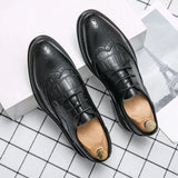 Gentleman Formal Leather Shoes Men's Dress Classic Formal Office Oxford Derby MartLion black 38 
