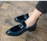 Classic Elegant Blue Men's Shoes Pointed Toe Leather Slip-on Wedding Zapato De Vestir Hombres MartLion   