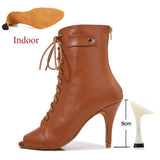 Latin Shoes Ladies Salsa Ballroom Party Women's Boots Yellow Black Girls High Heel Dance Boots MartLion Indoor Yellow 9cm 42 CHINA