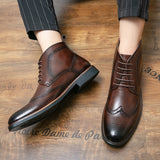 Formal Brogue Men's Boots British Style Oxfords Footwear Ankle Dress Masculina Mart Lion   